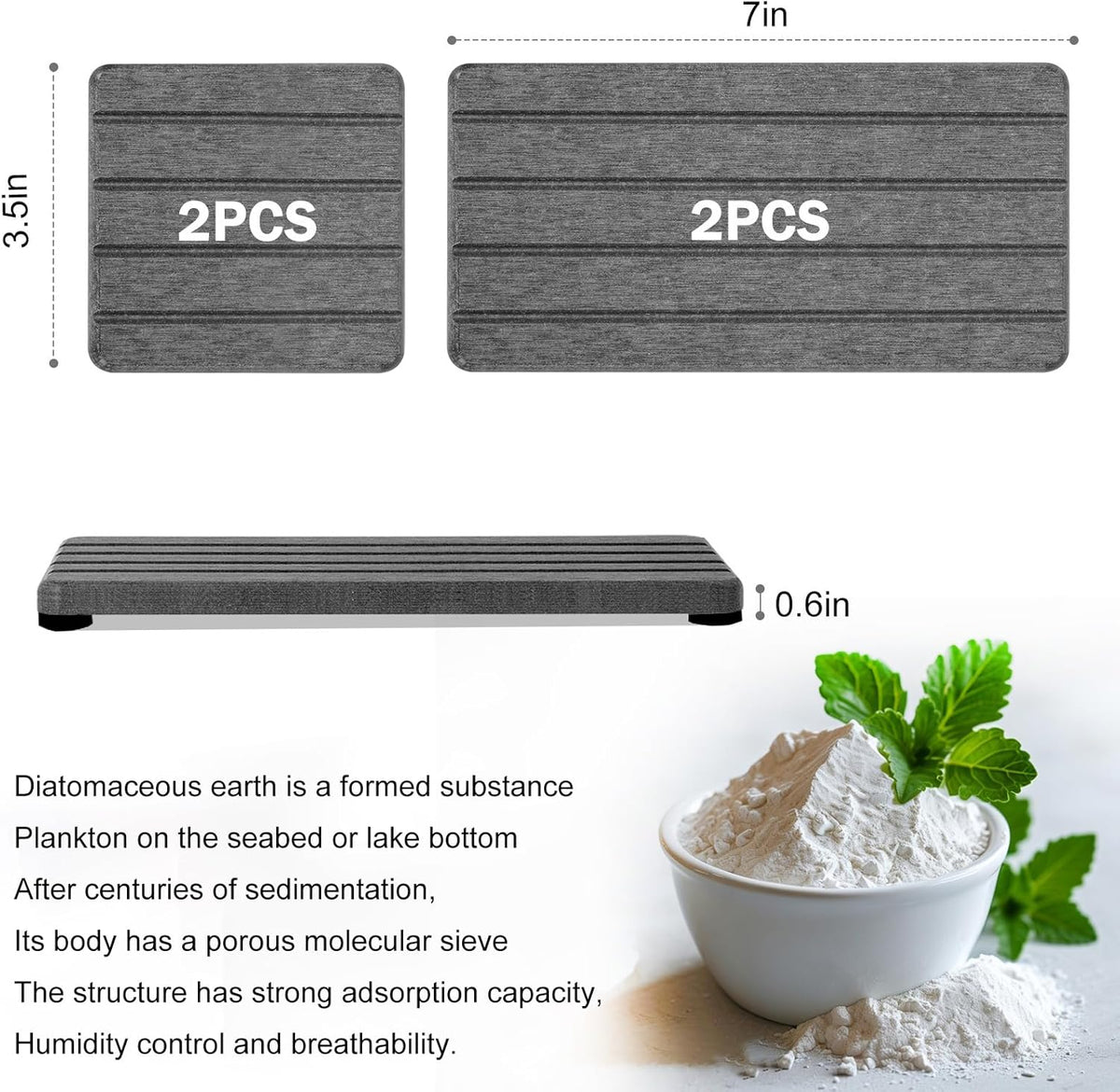 4PCS Fast Drying Diatomite Stone Soap Tray for Bathroom and Kitchen, Vanity Tray, Water Absorbing Coaster