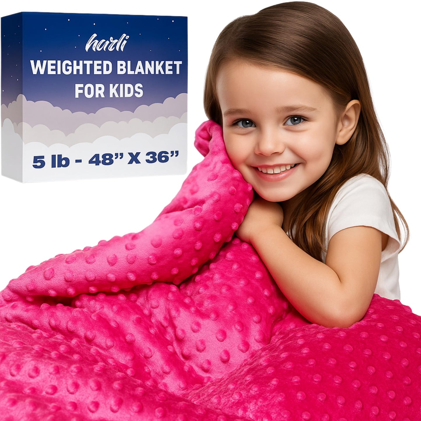 Super-Soft Kids Weighted Blanket 5 Pounds - Weighted Blanket for Kids - Easy to Clean, Washable Minky Cover - 36x48 Inches 5lbs Child - Small Heavy Blanket for Girls and Boys