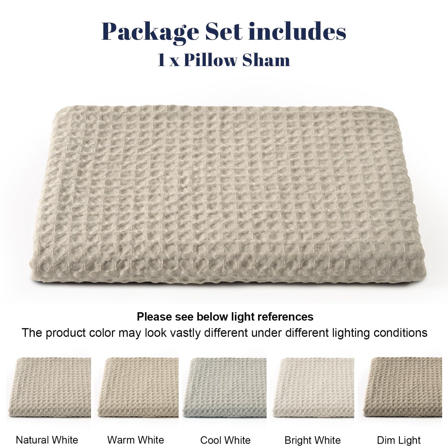 PHF Ultra Soft Waffle Weave Body Pillowcase 20" x 54", No Insert, Breathable & Skin-Friendly Body Pillow Sham with Zipper, Decorative Waffle Weave Pillow Cover, Light Khaki/Linen