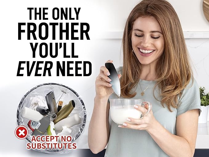 Zulay Powerful Milk Frother for Coffee with Powerful Motor - Handheld Frother Electric Whisk, Milk Foamer, Mini Mixer and Coffee Blender Frother for Frappe, Latte, Matcha, No Stand - Storm