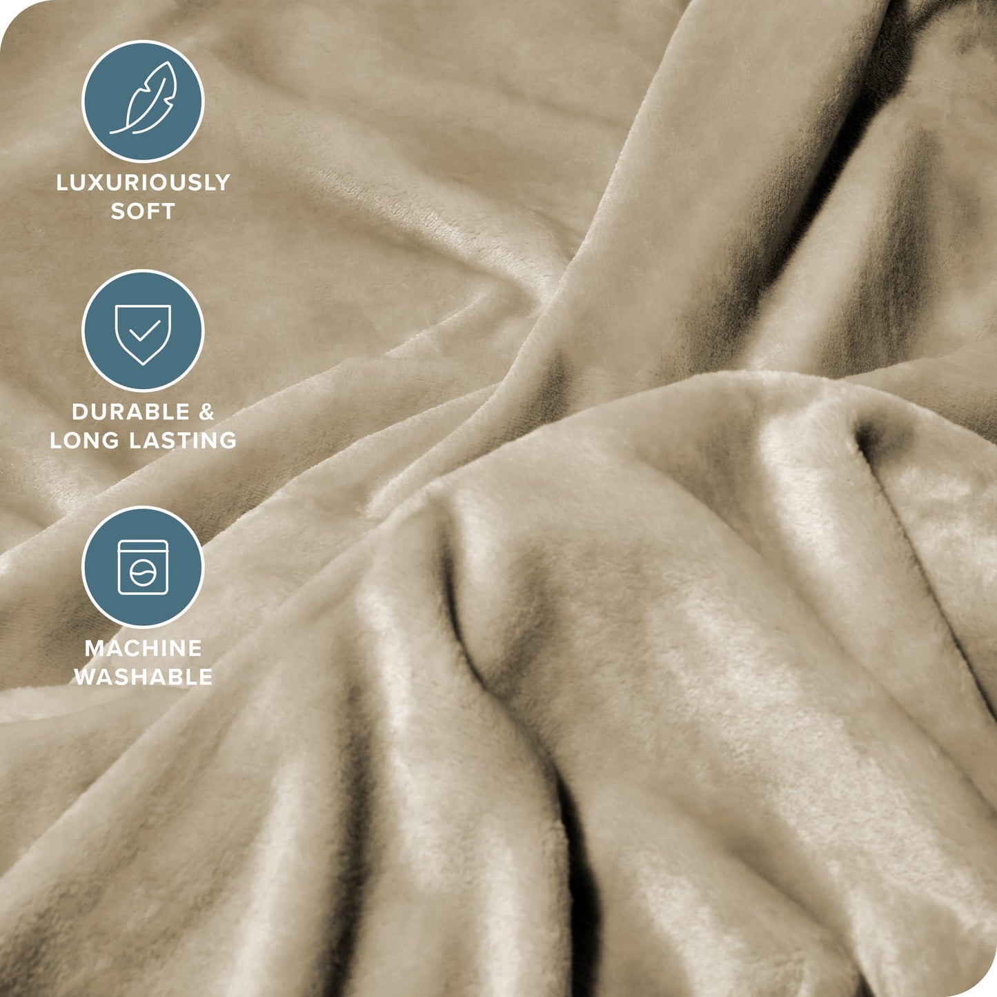 Bare Home Giant Fleece Blanket - Oyster - Lightweight, Ultra Soft & Warm for Bed, Sofa, Couch, Movie Night, Camping & Travel - Microplush