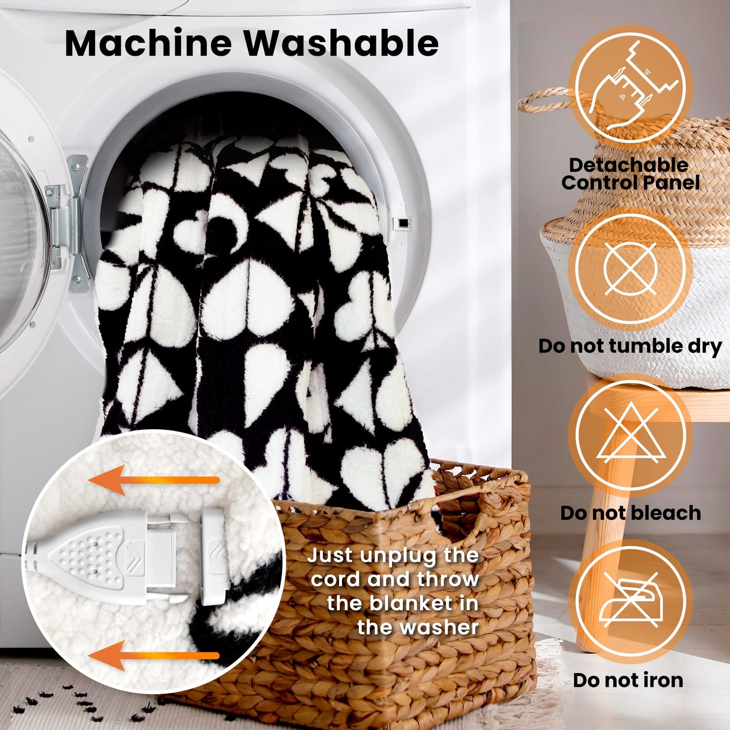 blunique Heated Electric Blanket Throw 50 x 60” Double Sherpa Heating Throw Blanket Reversible Ultra Cozy for Long-Lasting Heat Lock with Smart 6 Heating Setting & 8 Hours Auto Off, Machine Washable