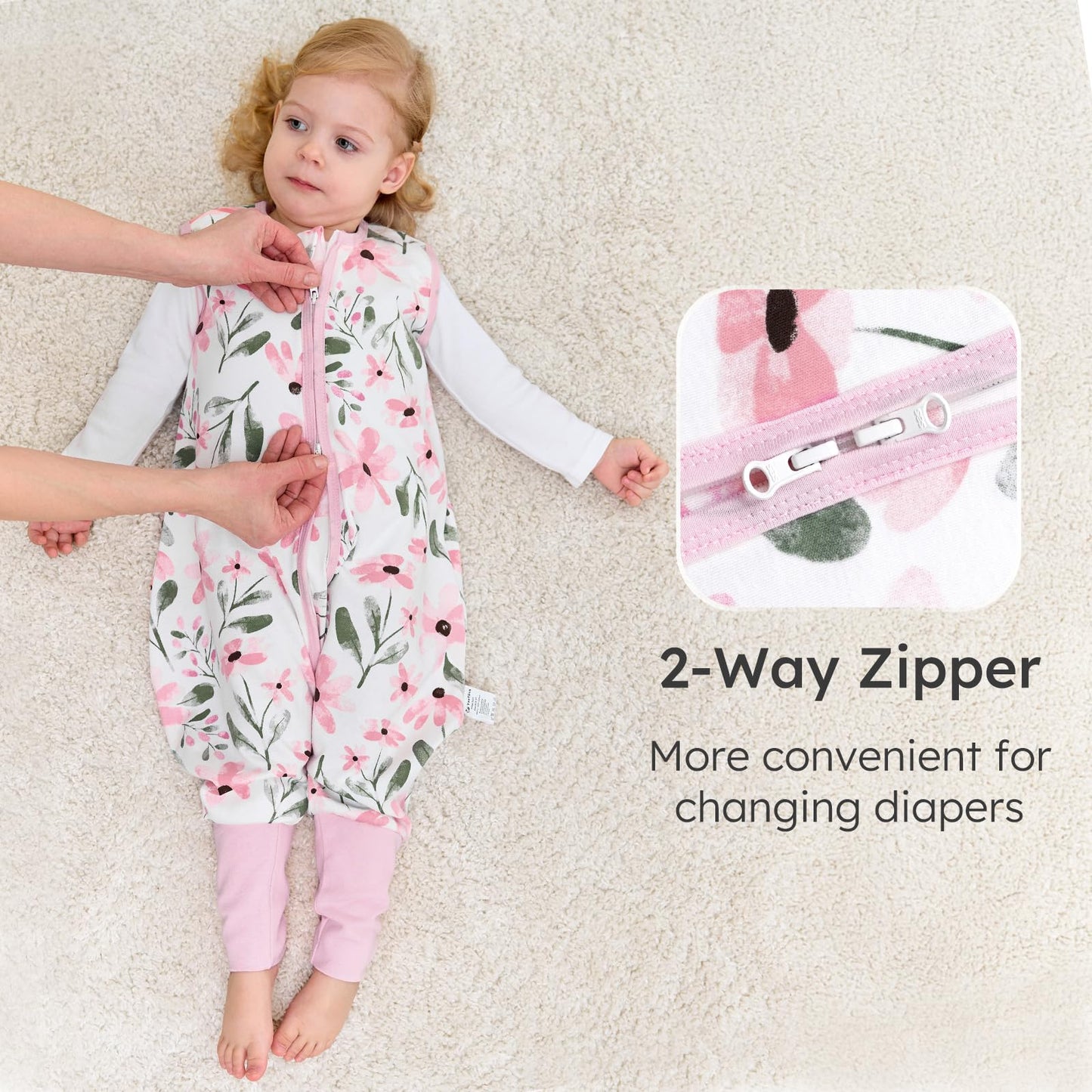 Yoofoss Toddler Sleep Sack With Feet 3-4T 100% Organic Cotton Baby Sleep Sack with Legs Toddler Wearable Blanket with 2-Way Zipper