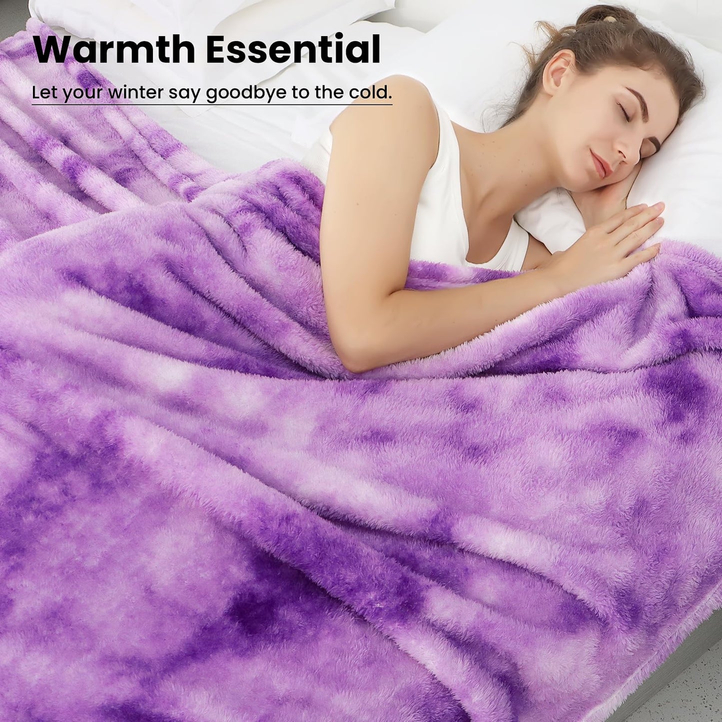 obinsm Purple Soft Blanket - Fuzzy Throw Blankets for Women - Warm Fleece Blankets for Bed Home Decor
