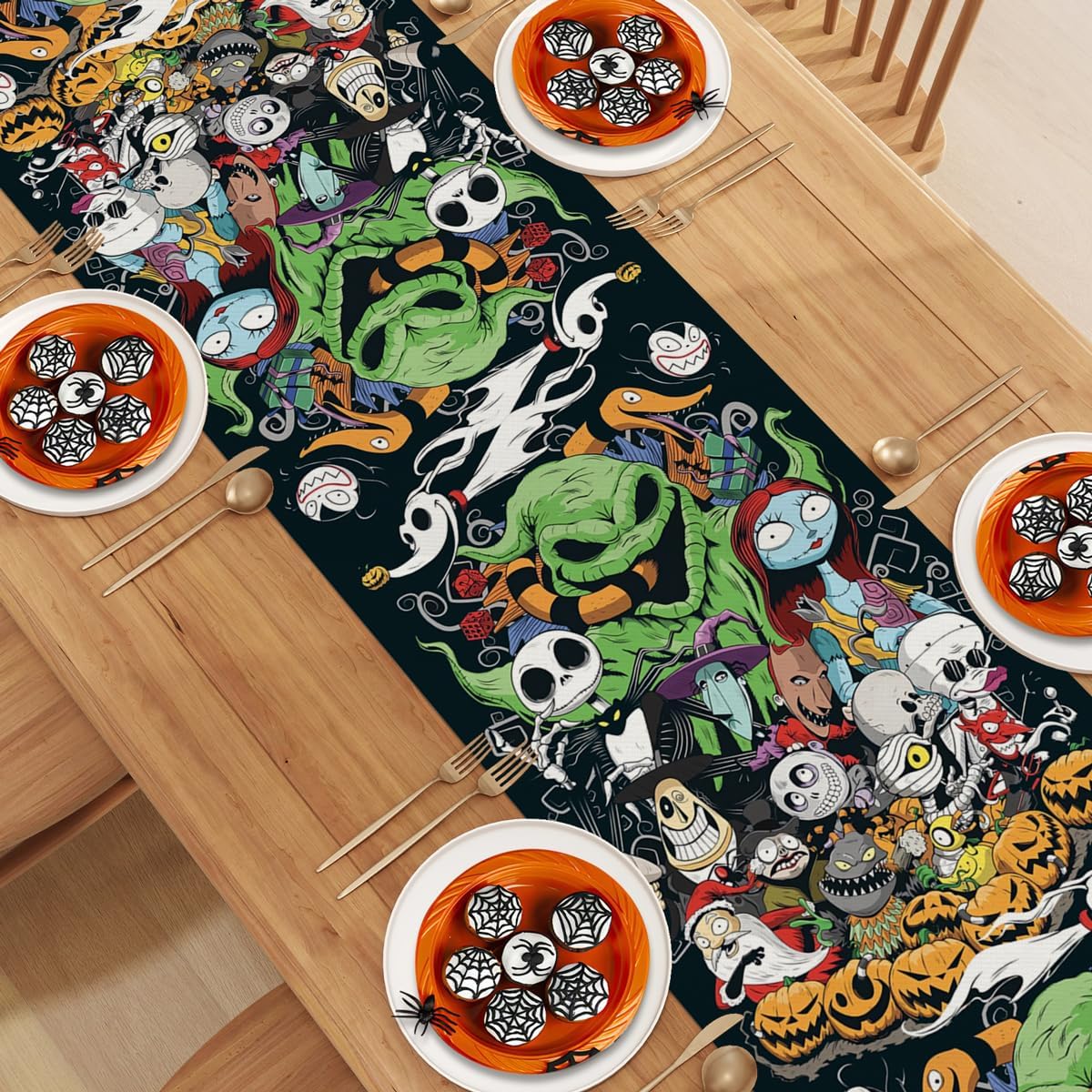 Linen Christmas Halloween Table Runner Christmas Decorations and Supplies for Home Kitchen Dining Room Table
