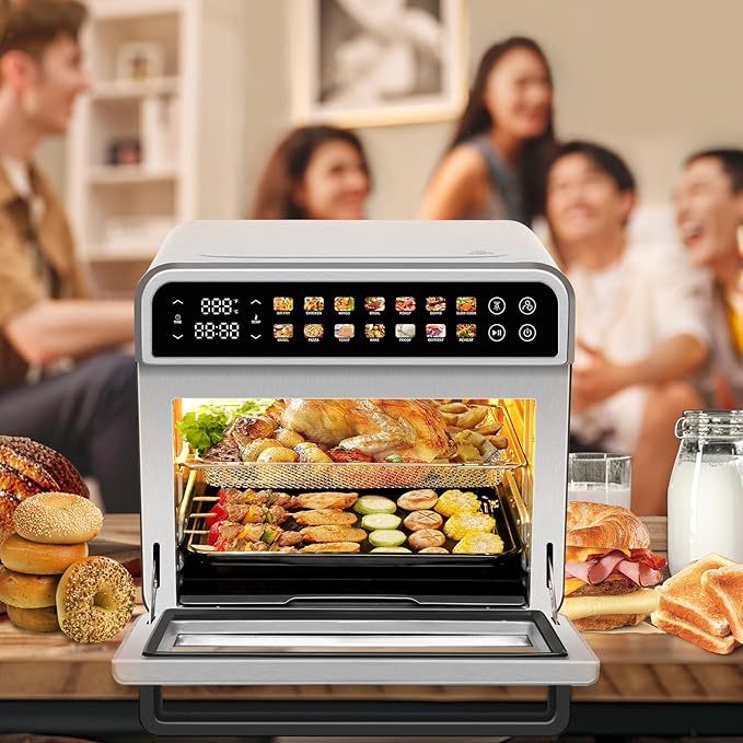 SEEDEEM 32QT Air Fryer Combo, 14-in-1 Extra Large Convection Oven with LED Touchscreen, Stainless Steel Countertop Oven for Family Cooking
