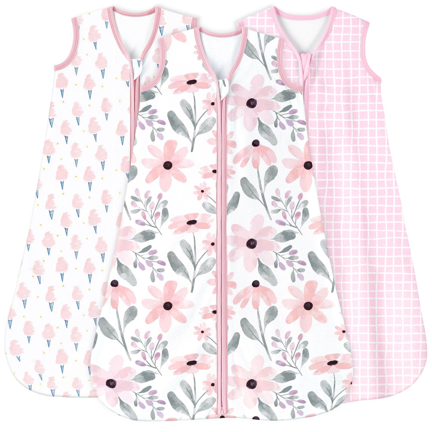 Yoofoss Baby Sleep Sack 6-12 Months 0.5 Tog Wearable Blanket for Baby, 3 Pack 100% Organic Cotton Infant Toddler Sleeping Sack 2-Way Zipper Lightweight Sleep Sack