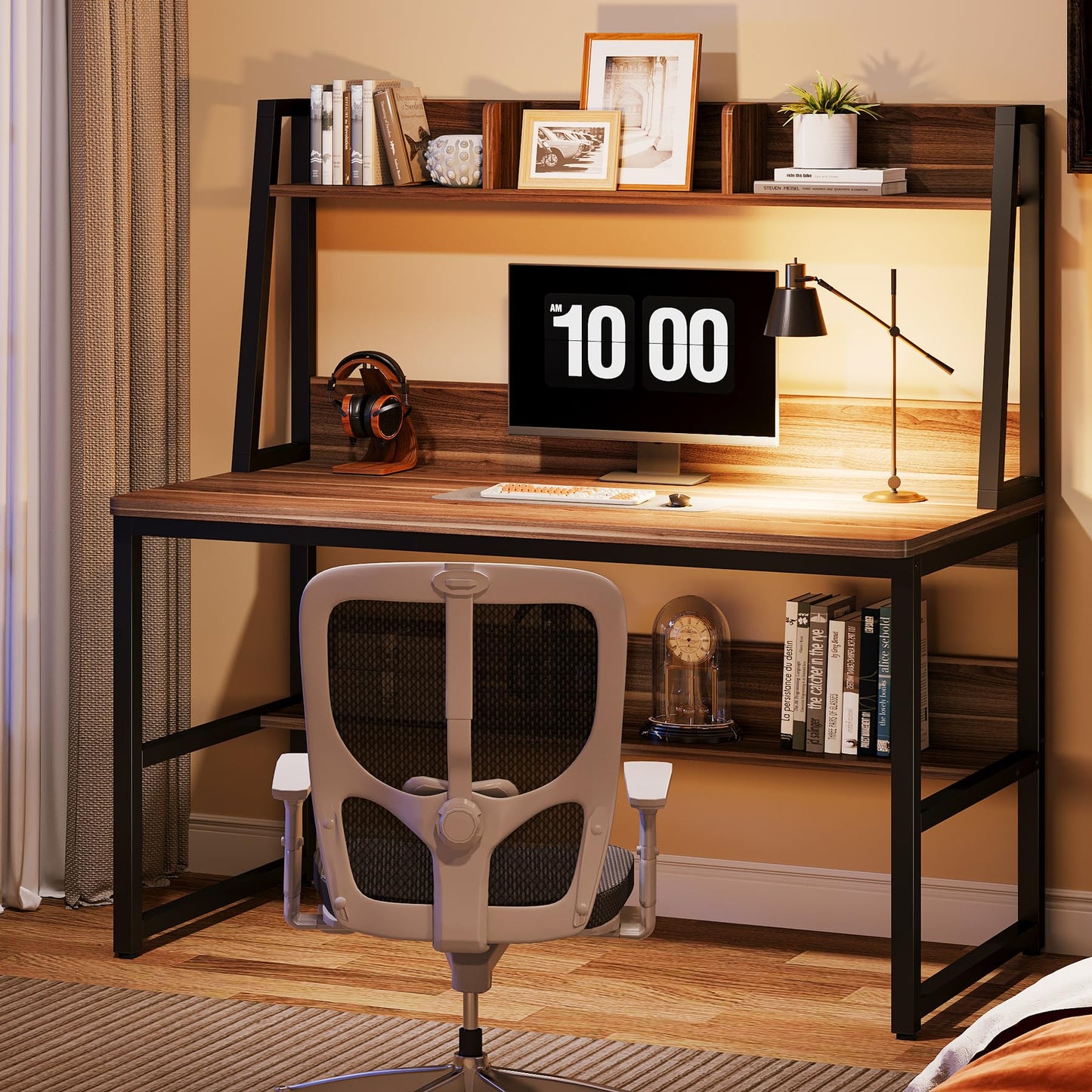 Tribesigns Computer Desk with Hutch, 47 inches Home Office Desk with Space Saving Design with Bookshelf for Small Spaces