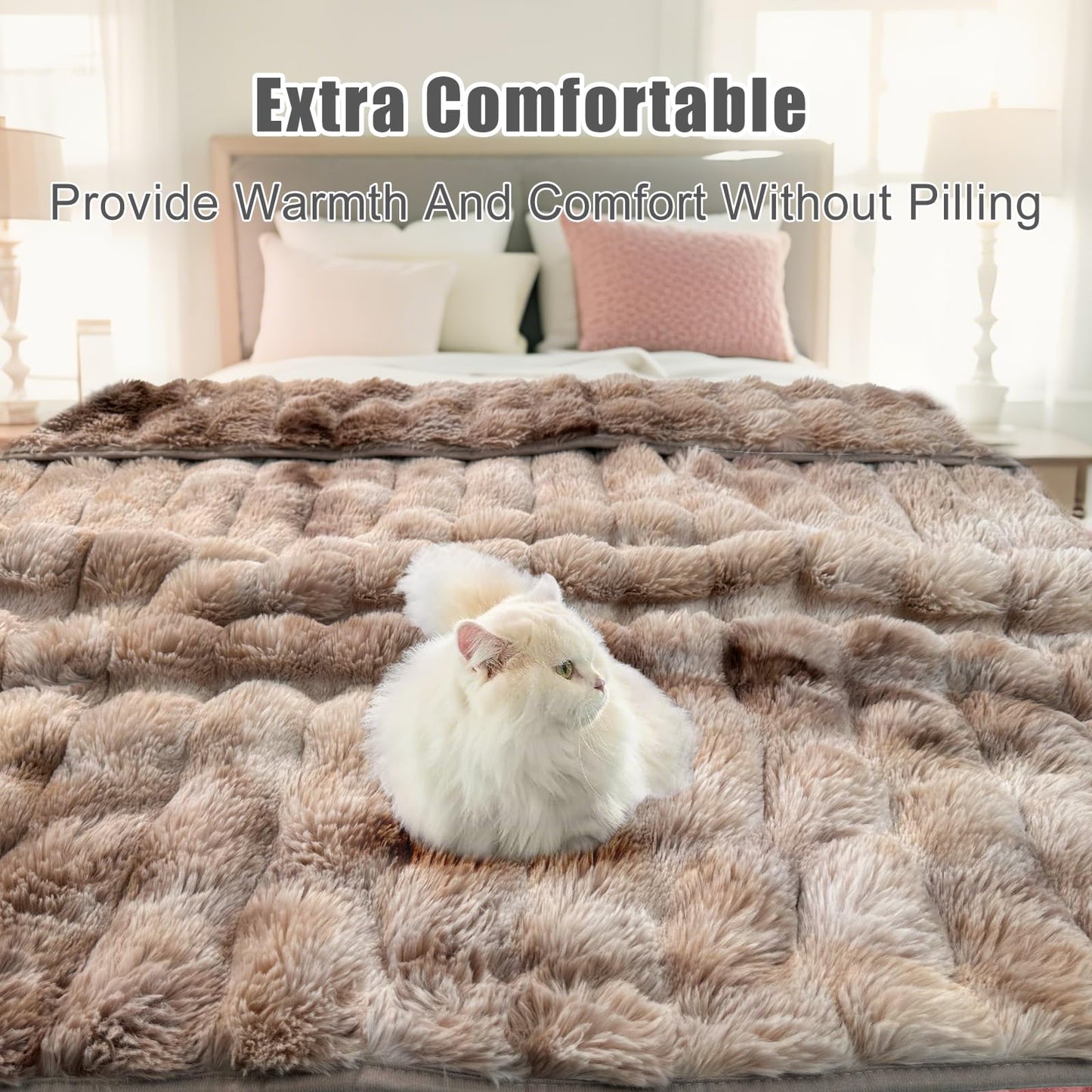 Bcareself Ultra Soft Fluffy Throw Blanket for Women & Men, Plush Sherpa Fleece Cozy Warm Fuzzy Blanket, Luxe Faux Fur Thick Minky Blanket for Couch, Bed, Sofa