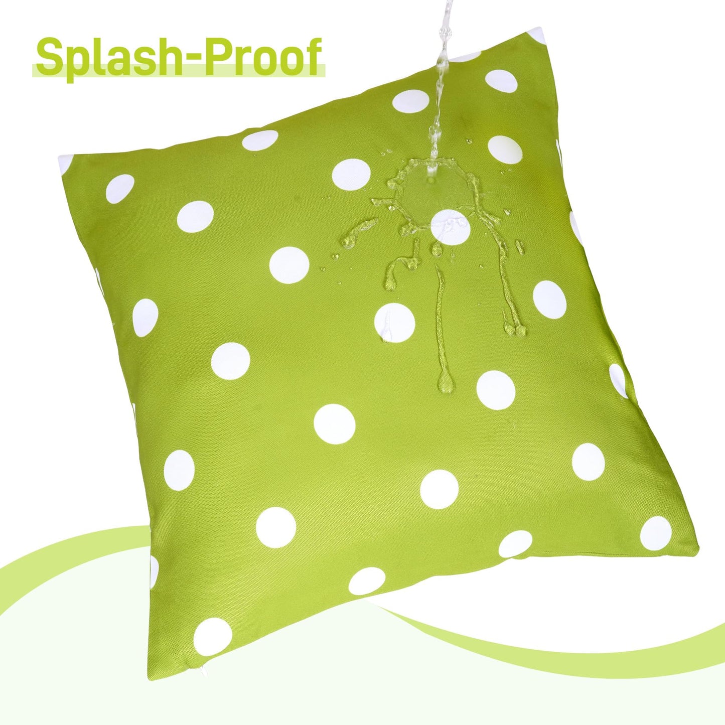 Poise3EHome Outdoor Throw Pillow Covers Set of 2 Waterproof Decorative Pillow Covers for Living Room, Couch, Patio, Spring, 18X18 Inches, Green Polka Dot