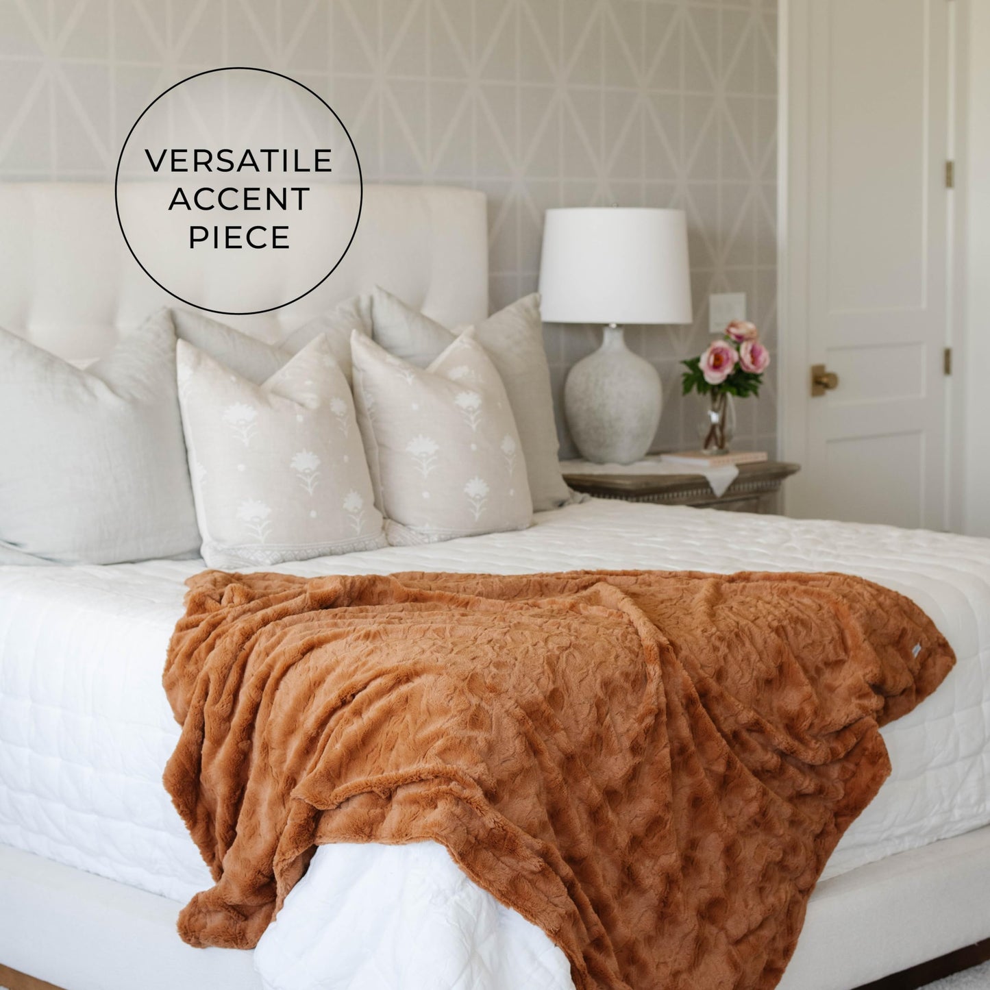 GRACED SOFT LUXURIES Throw Blanket Faux Fur Large Warm Cozy Comfy Cuddly Super Soft Throws for Couch, Sofa, Bed, Living Room, Travel (Large 50" x 60", Camel)
