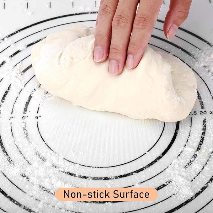 Silicone Baking Mat Extra Large, Pastry Mat with Measurement, Kitchen Counter Mat for Pie Crust, Pizza and Cookies - BPA Free Oven Liner/Kneading Matts,16" x 24", Black