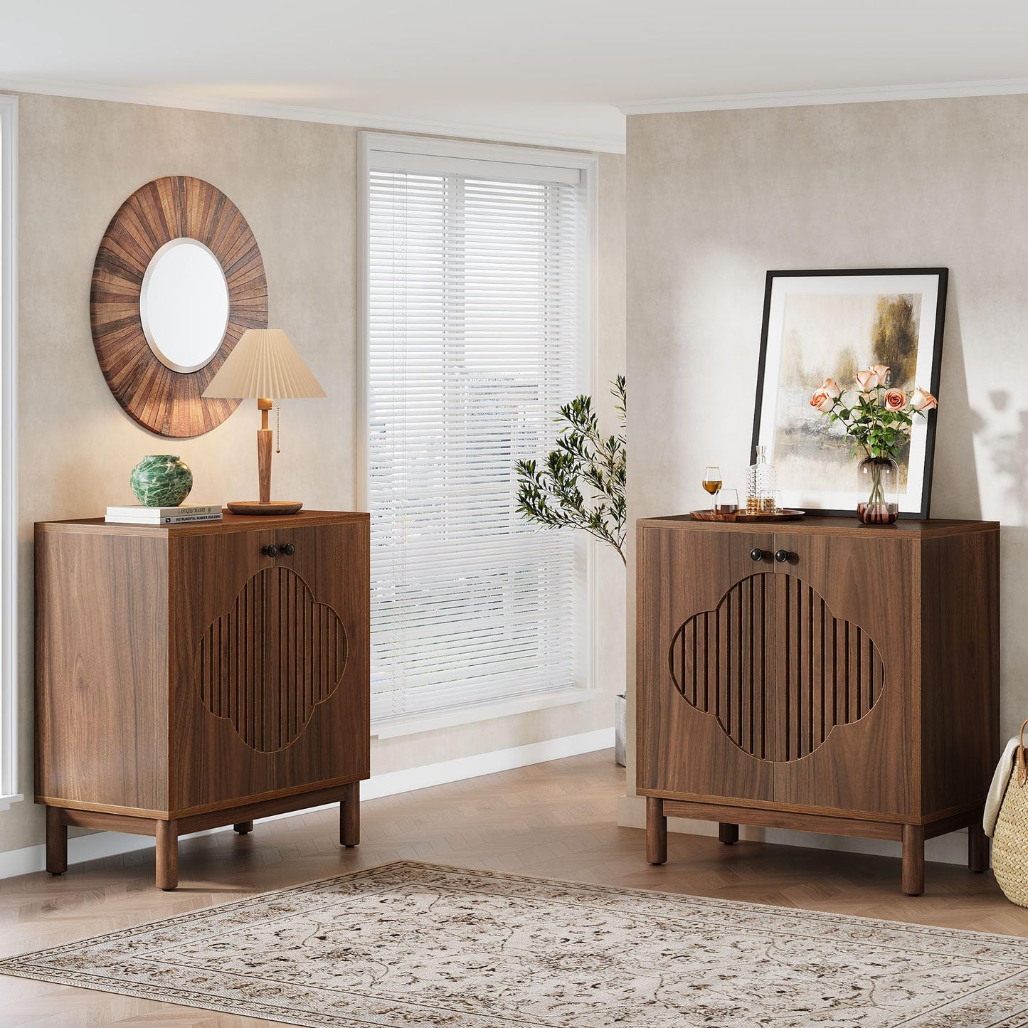 Tribesigns Sideboard Buffet Cabinet, 55" Storage Cabinet with Shelves and Doors, Modern Credenzas for Kitchen, Living Room, Dining Room, Rustic Walnut