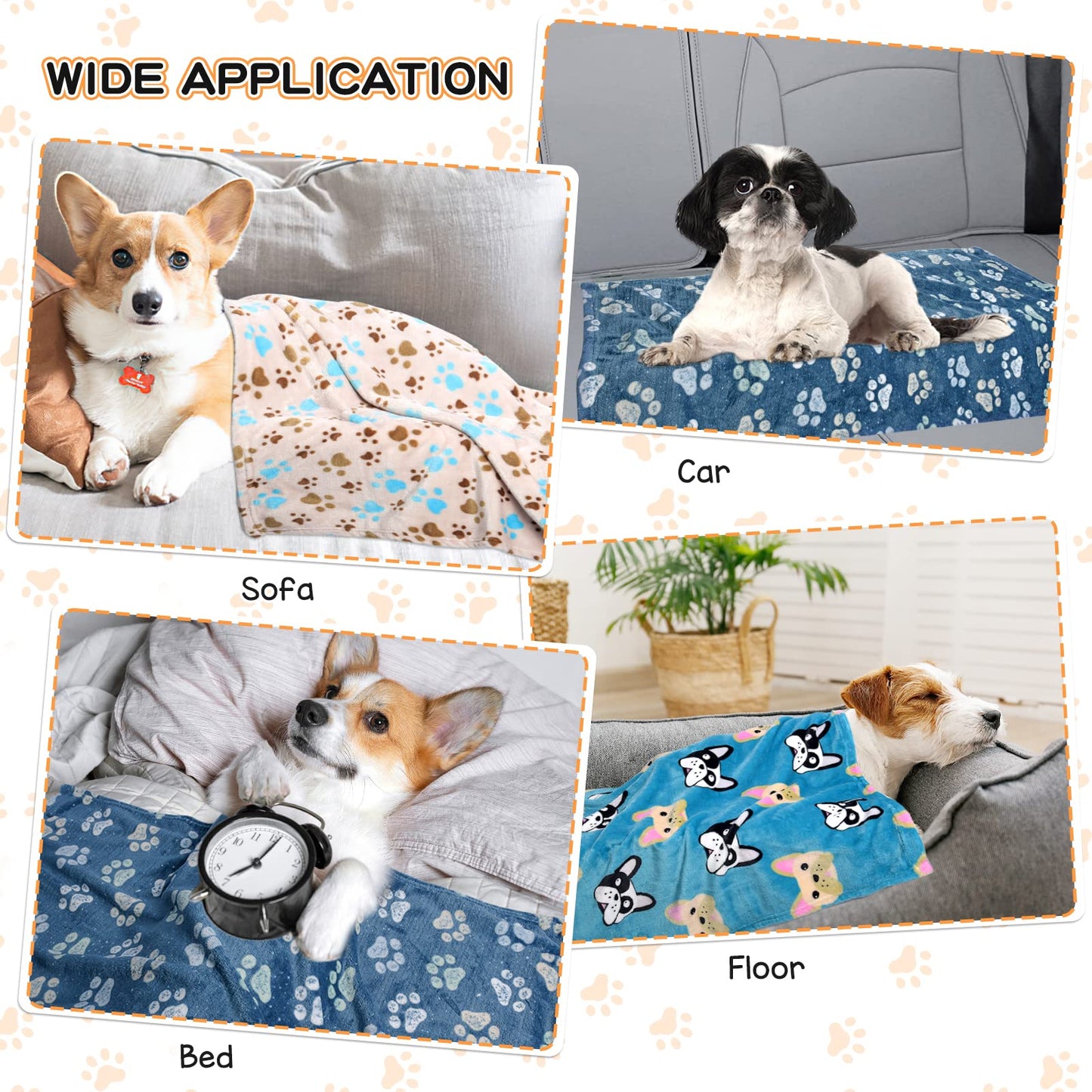 Rezutan 1 Pack 3 Blankets for Dogs, Dog Blankets for Large Dogs, Medium Dog Blanket Super Soft Fluffy Premium Fleece Pet Blanket Flannel Throw for Dog Puppy Cat Paw Blanket(41x31inch)