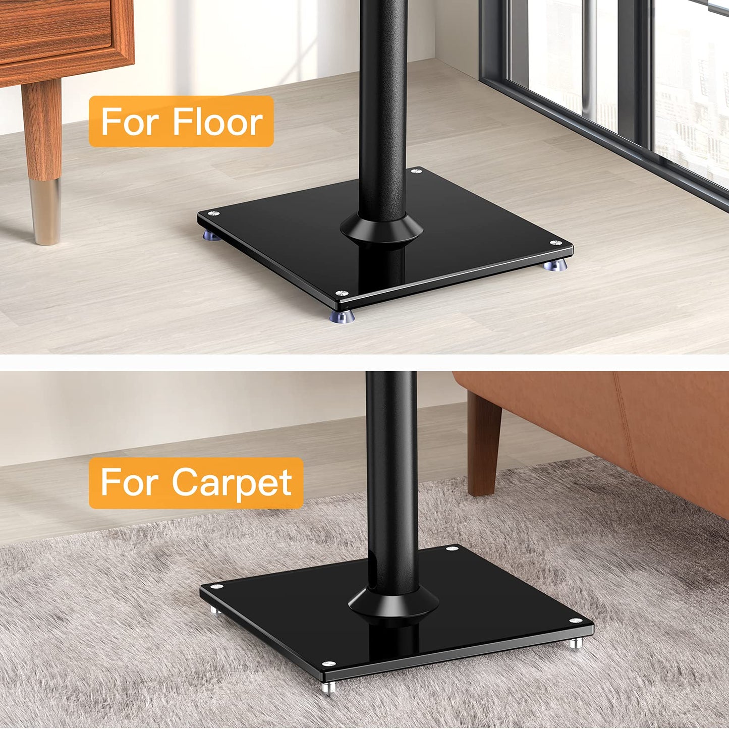 Perlegear Universal Speaker Stands for Surround Sound up to 22lbs - 28 Inch Bookshelf Speaker Stands for Bose, Polk, JBL, KEF, Klipsch & Others, Floor Speaker Stand with Cable Management 1Pair- PGSS6