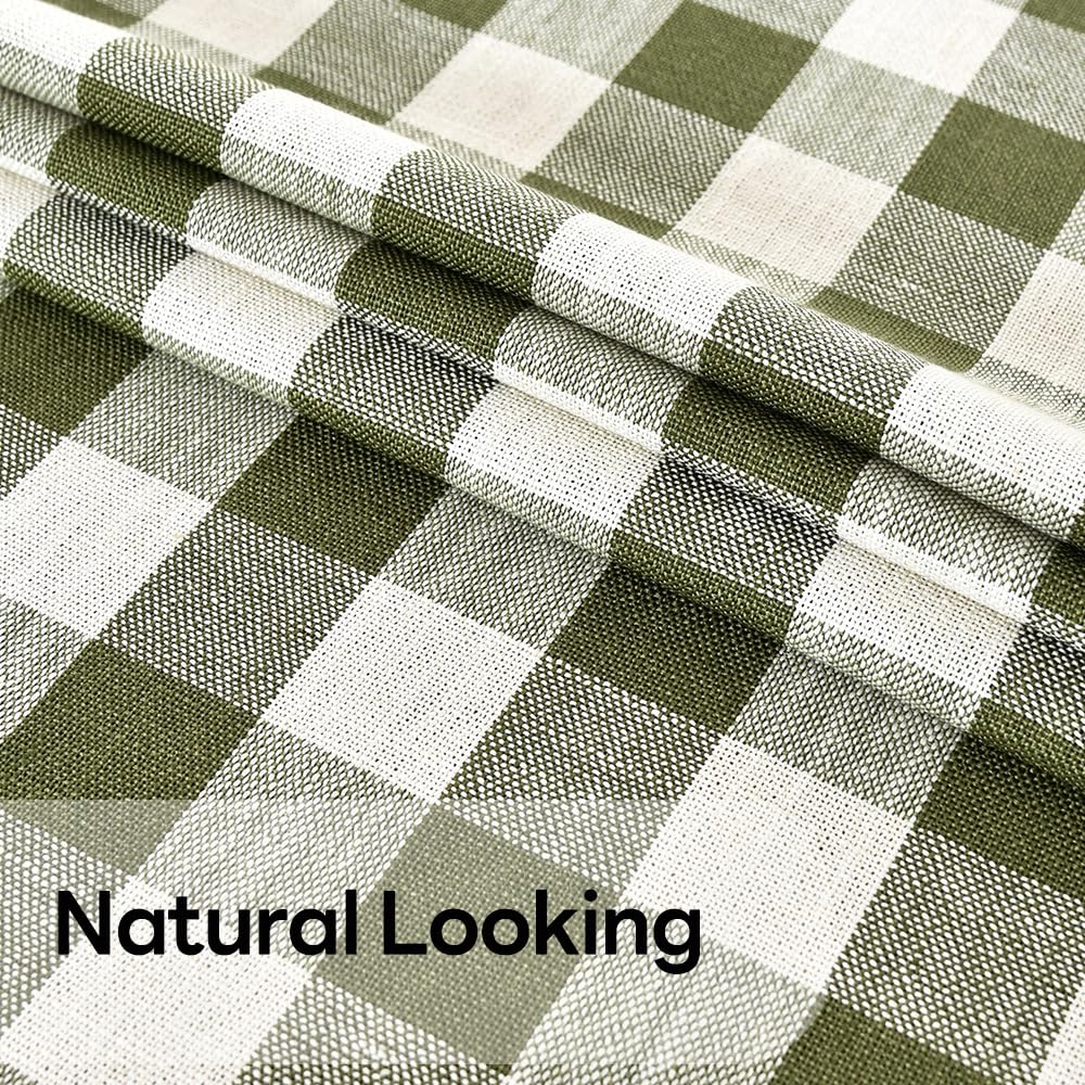 Yofori Gingham Tablecloth Rectangle Table Cloth Heavy Duty Cotton Checkered Table Cover for Spring Picnic Kitchen Dining(C-Sage Green, 52x52 inch)