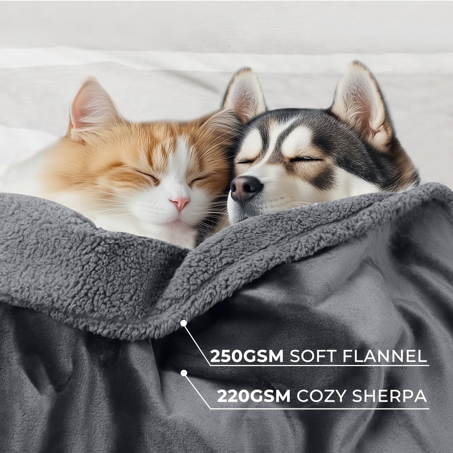 Waterproof Pet Blanket, Liquid Pee Proof Dog Blanket for Sofa Bed Couch, Reversible Sherpa Fleece Furniture Protector Cover for Small Medium Large Dogs Cats, Dark Gray X-Large（85" x 57"）