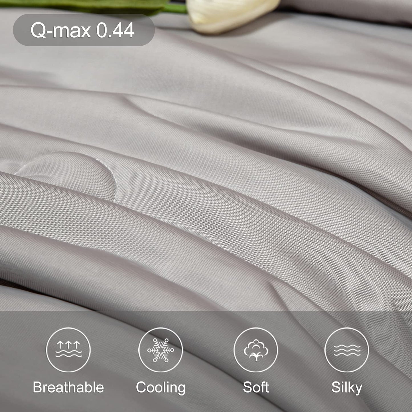 LLanCL Cooling Blankets for Hot Sleepers - Cool Like Ice Cream Blanket for Summer, Lightweight Double-Sided Cooling Comforter Quilt(Twin Size 59" x 79" Grey)