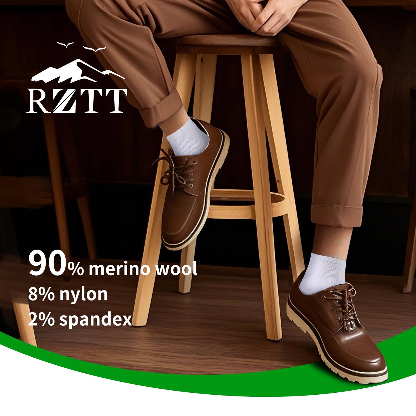 RZTT 90% Merino Wool Socks for Men and Women Athletic Ankle Socks with Arch Support Breathable Ultra Soft 3 Packs for All day Comfort,Large,White