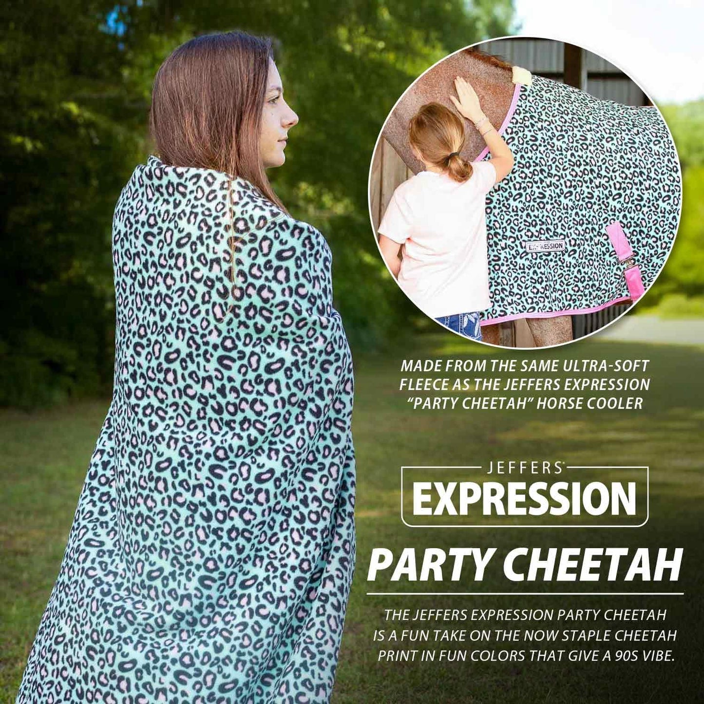 Jeffers Expression Oversized Fleece Throw Blanket, Party Cheetah Pattern, 60"x 84"- Comfy, Lightweight, Super Soft, Anti-Pilling, Cozy Blankets - Good for Home Use, Couch, Bed, Camping, Travel