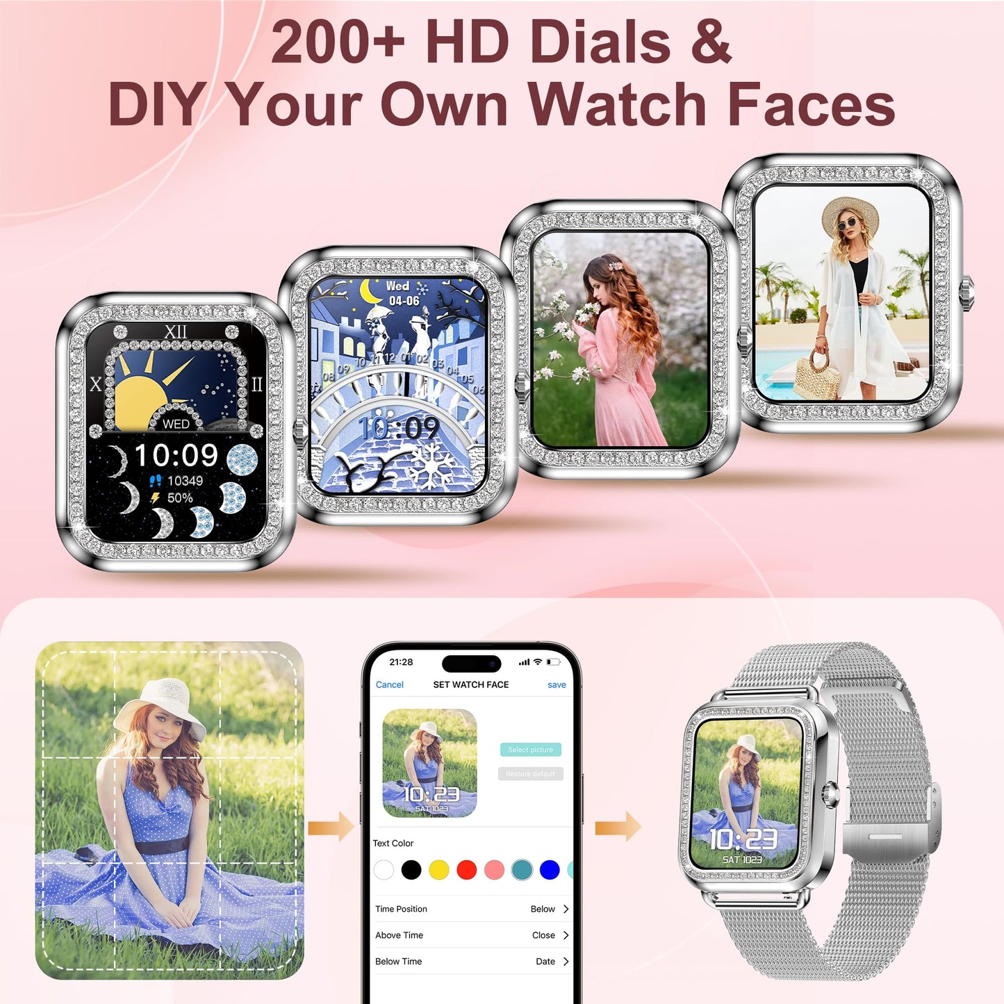 Smart Watch, Colesma 1.59" HD Smart Watches for Women, Answer/Make Call Fitness Tracker Watch for Android iPhone, Sleep/Heart Rate/SpO2/Blood Pressure Monitor, 180+ Dials, Waterproof Watches for Women