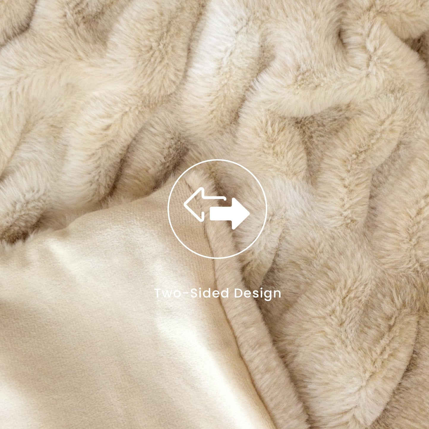 Luxury Faux Fur Throw Blanket with Stretch Ruched Design, Cozy Faux Fur Blanket, 50x60 Inches, Tie Light Camel - Soft Plush Blanket for Bed, Couch, Gifts for Women and Girls, and Home Decor