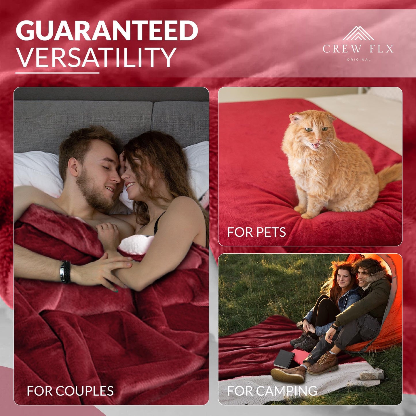 Waterproof Blanket for Bed – Reversible Sherpa Throw with Leakproof TPU Layer – Stain Resistant, Washable Bed Protector with Soft Carry Bag – (80"x60") Red
