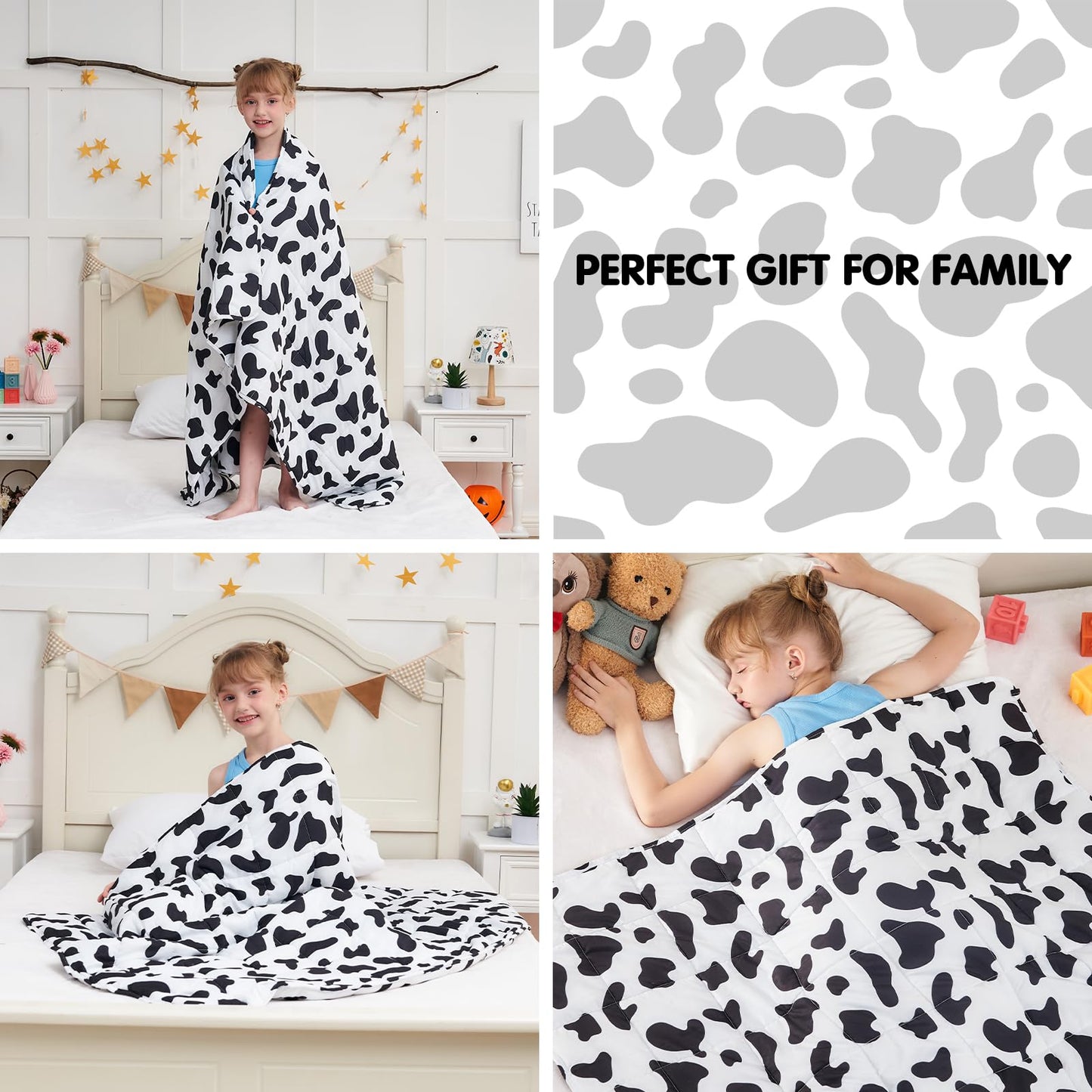 yescool Weighted Blanket 5 Pounds Cooling Weighted Lap Blanket, Cow Print Heavy Blankets, Comfortable Weighted Throw Blanket for 40-60lbs, 36"x48"