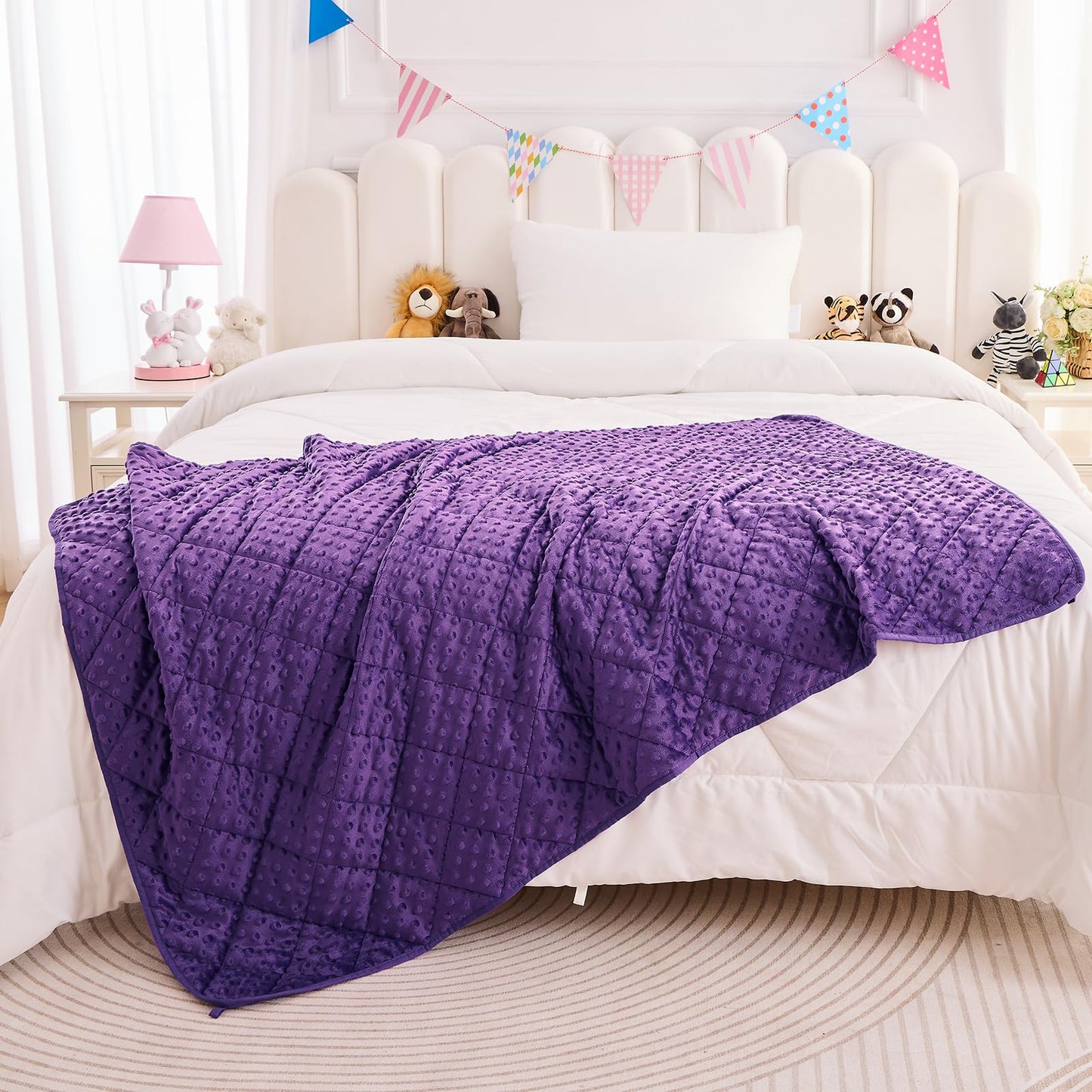 Weighted Blankets Kid 5 Pounds Girls Fleece Weighted Throw Blanket Washable Heavy Blanket Microfiber Children Winter Weighted Comforter Blanket for 5+Years, 36 * 48in, Purple