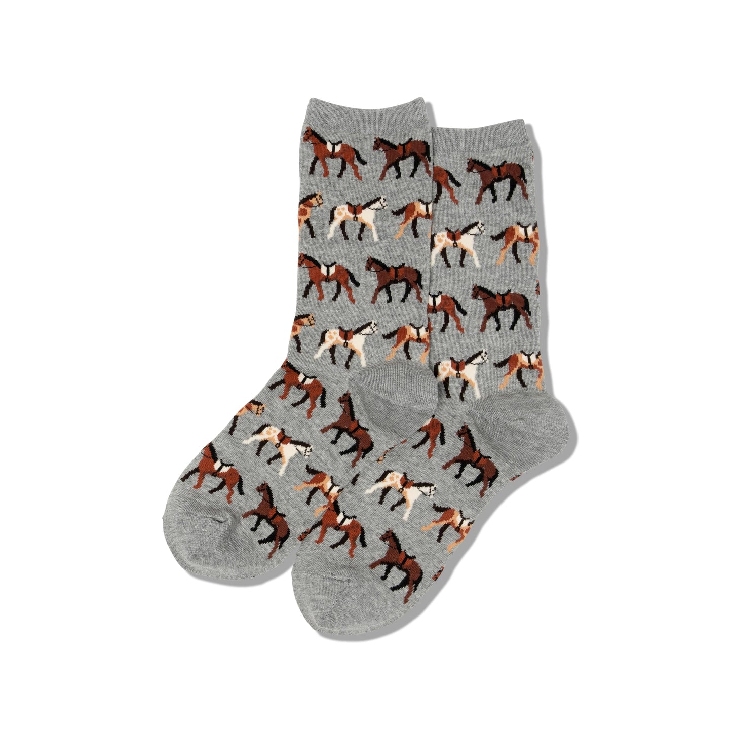 Hot Sox womens Animal Series Novelty Fashion Crew Casual Sock, Horses (Grey Heather), 6 12 US