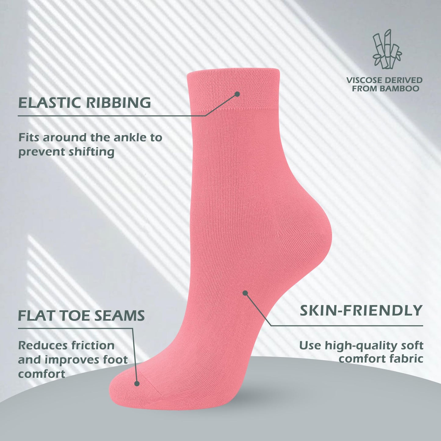 SERISIMPLE Women Thin Viscose Bamboo Socks Crew Lightweight Above Ankle Casual Dress Sock For Ladies Bootie Trouser 5 Pairs (US, Alpha, Large, Regular, Regular, Purple&Pink)