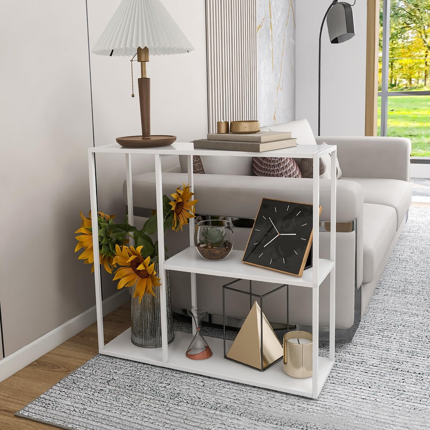 DCLRN White Console Table with Storage Rack Perfect for Entrance,Foyer,Hallway,Sofa,Living Room,Bar,and Kitchen(31in,White)