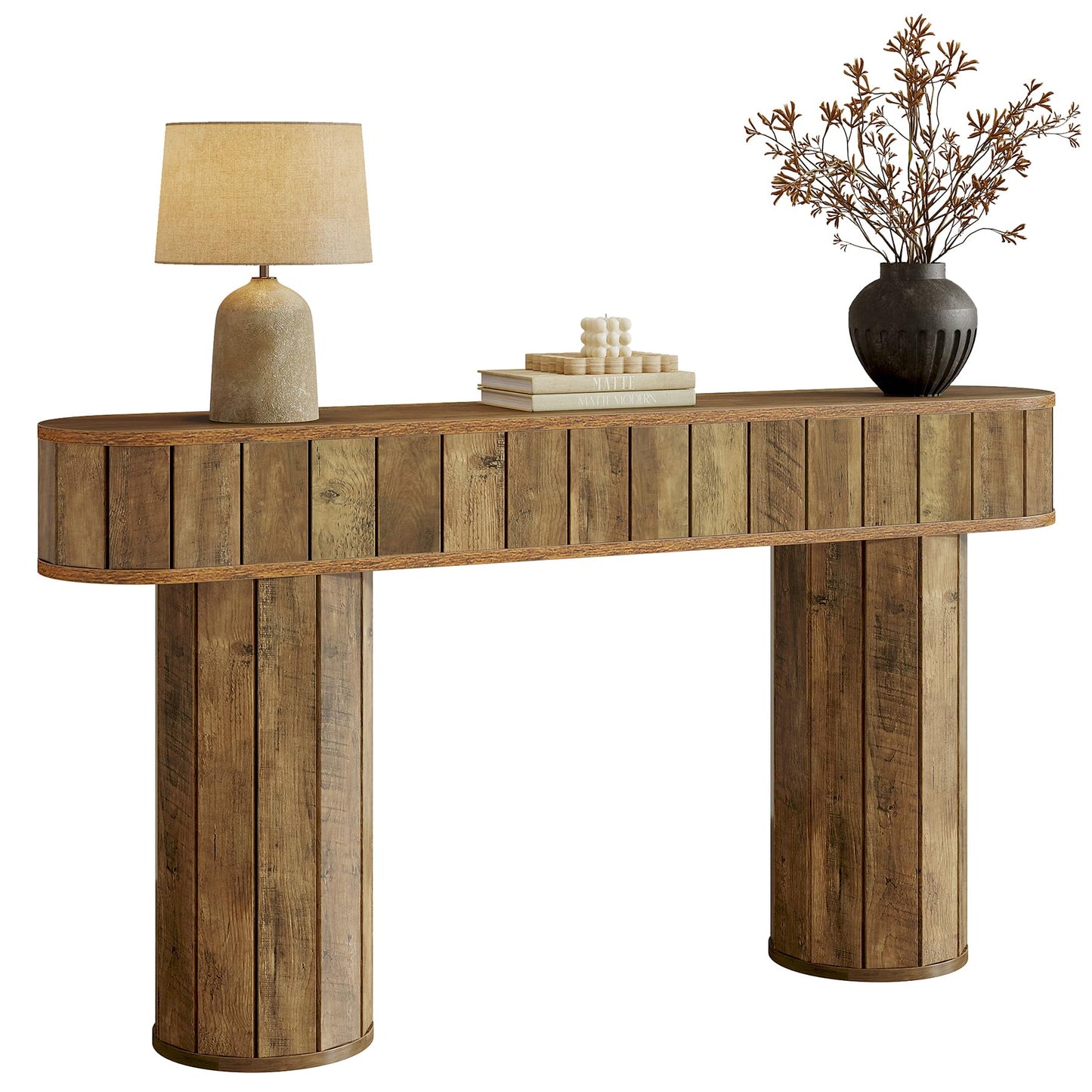 Tribesigns Farmhouse Console Table for Entryway, 63-Inch Long Sofa Table Behind Couch for Hallway, Living Room, Entrance, Rustic Brown