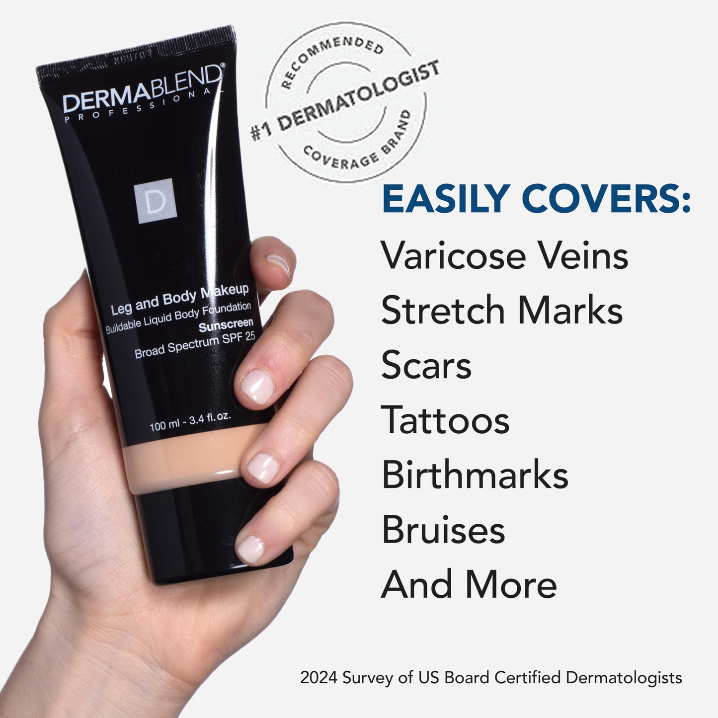 Dermablend Leg and Body Makeup Foundation with SPF 25, 45W Tan Honey, 3.4 Fl. Oz.