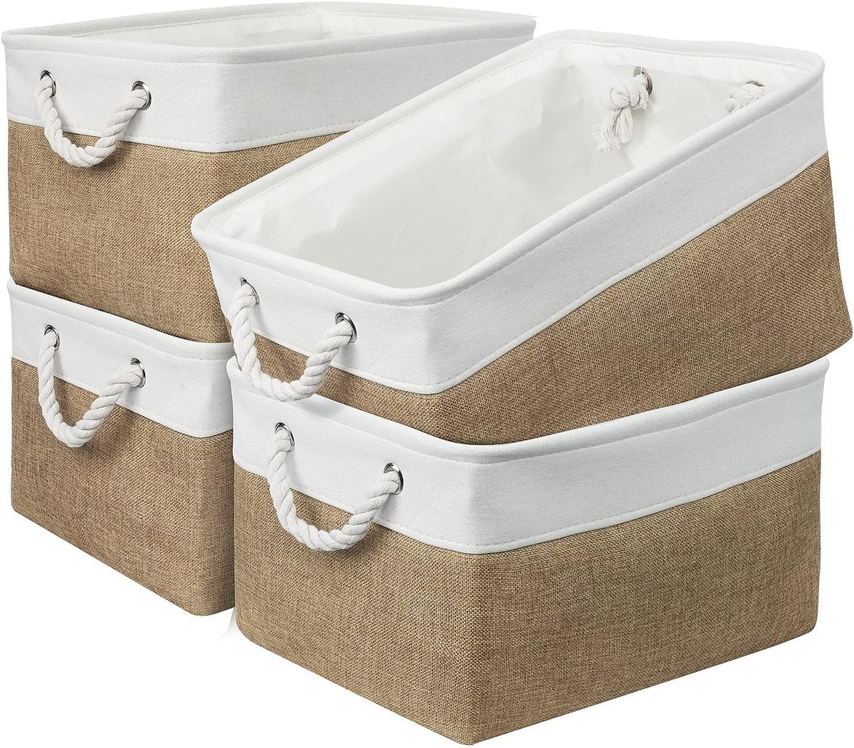 Storage Basket Fabric Sturdy Canvas Storage Bins Organizer with Handles for Clothes and Storage Foldable Storage Boxes Cubes