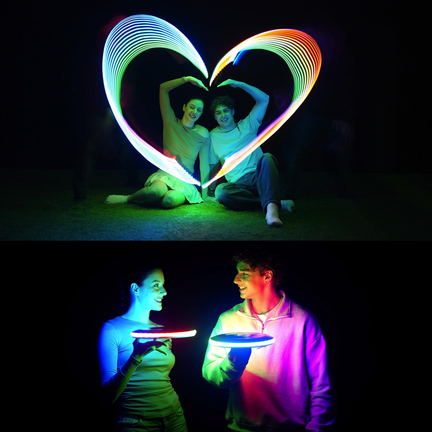 TOSY Flying Disc - 16 Million Colors RGB, Extremely Bright, Smart Modes, Camping Essentials for Teens/Kids/Adult/Men/Boys/Girls, Auto Light Up,Rechargeable, Waterproof, 175g