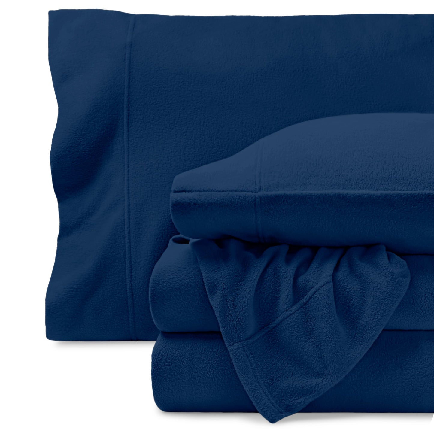 Bare Home Super Soft Fleece Sheet Set - Twin Size - Extra Plush Polar Fleece, No-Pilling Bed Sheets - All Season Cozy Warmth (Twin, Dark Blue)