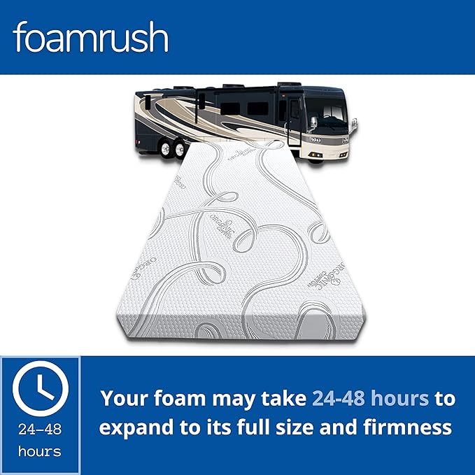 FoamRush 6-Inch Bunk (34" x 75") Mattress Gel Memory Foam RV Mattress Replacement with Cotton Cover, Medium Firm, Comfort, Pressure Relief, Made in USA, Travel Camper Trailer Truck