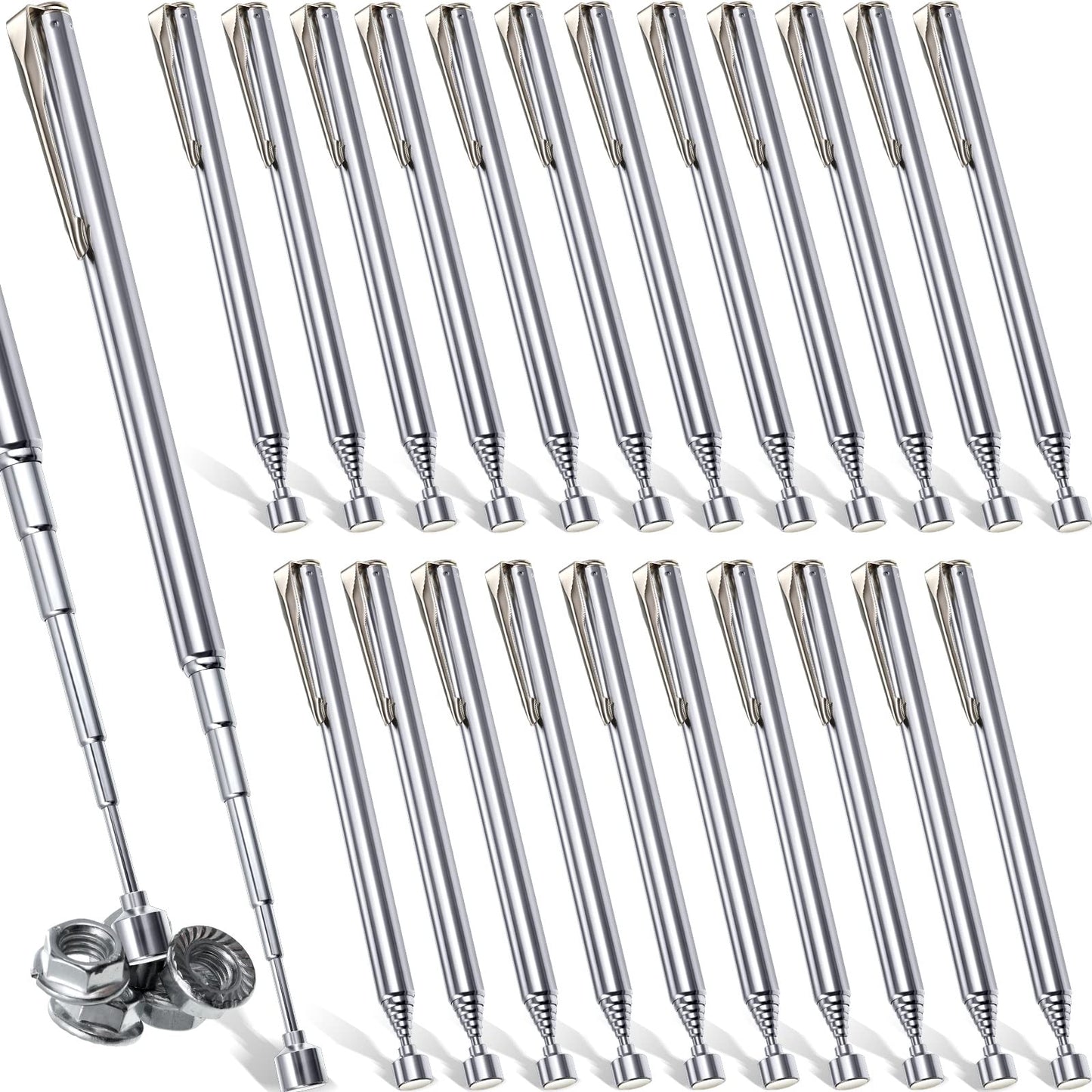 Patelai 4 Pieces Telescoping Magnetic Pick up Tool Grabbers Reacher Tools with Pocket Clip 25 Inch Telescopic Retrieving Magnet Gift for Man, Father, Mechanic, Handyman, Husband (Multicolor)