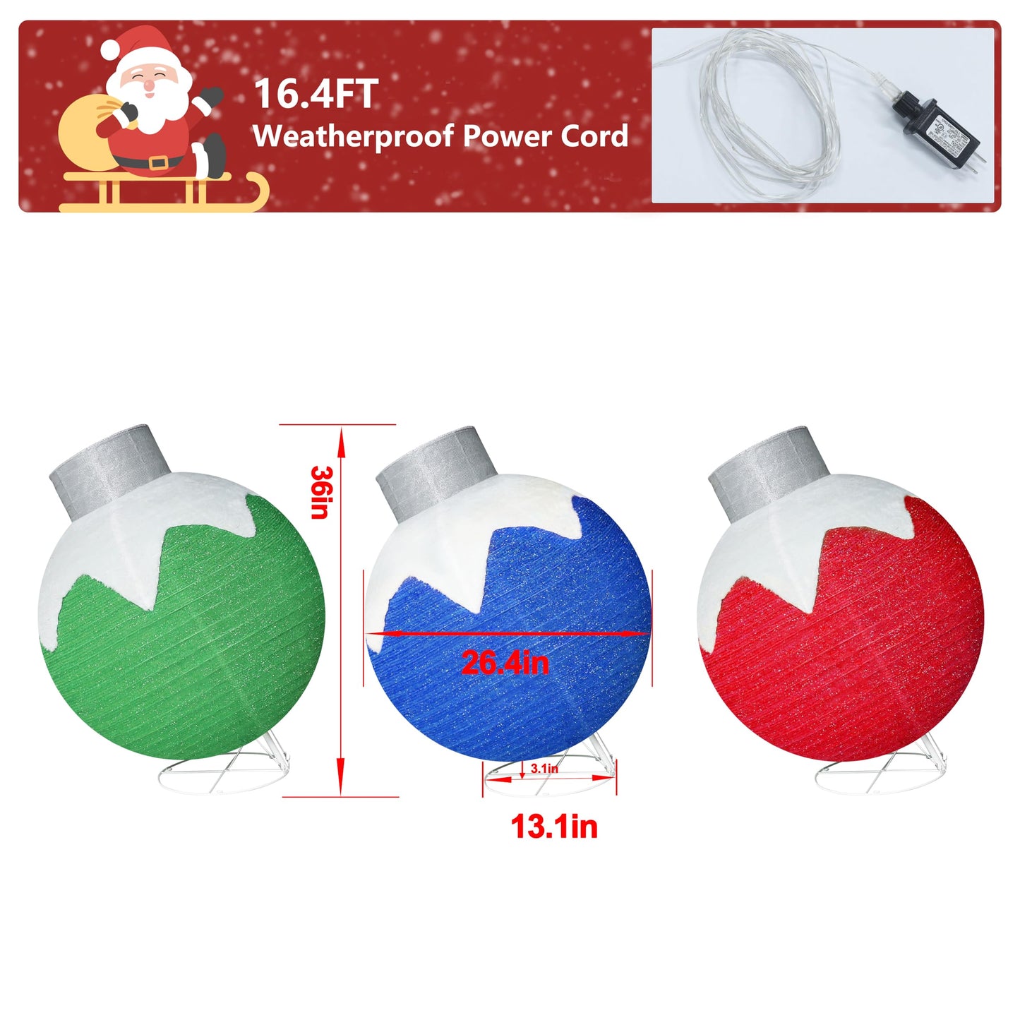MUPATER Lighted Ornament Stack Outdoor Christmas Decoration, pop-up pre-Lighted Ornament Holiday Decor Set with 90 LED Lights for Home Yard, Patio, Party
