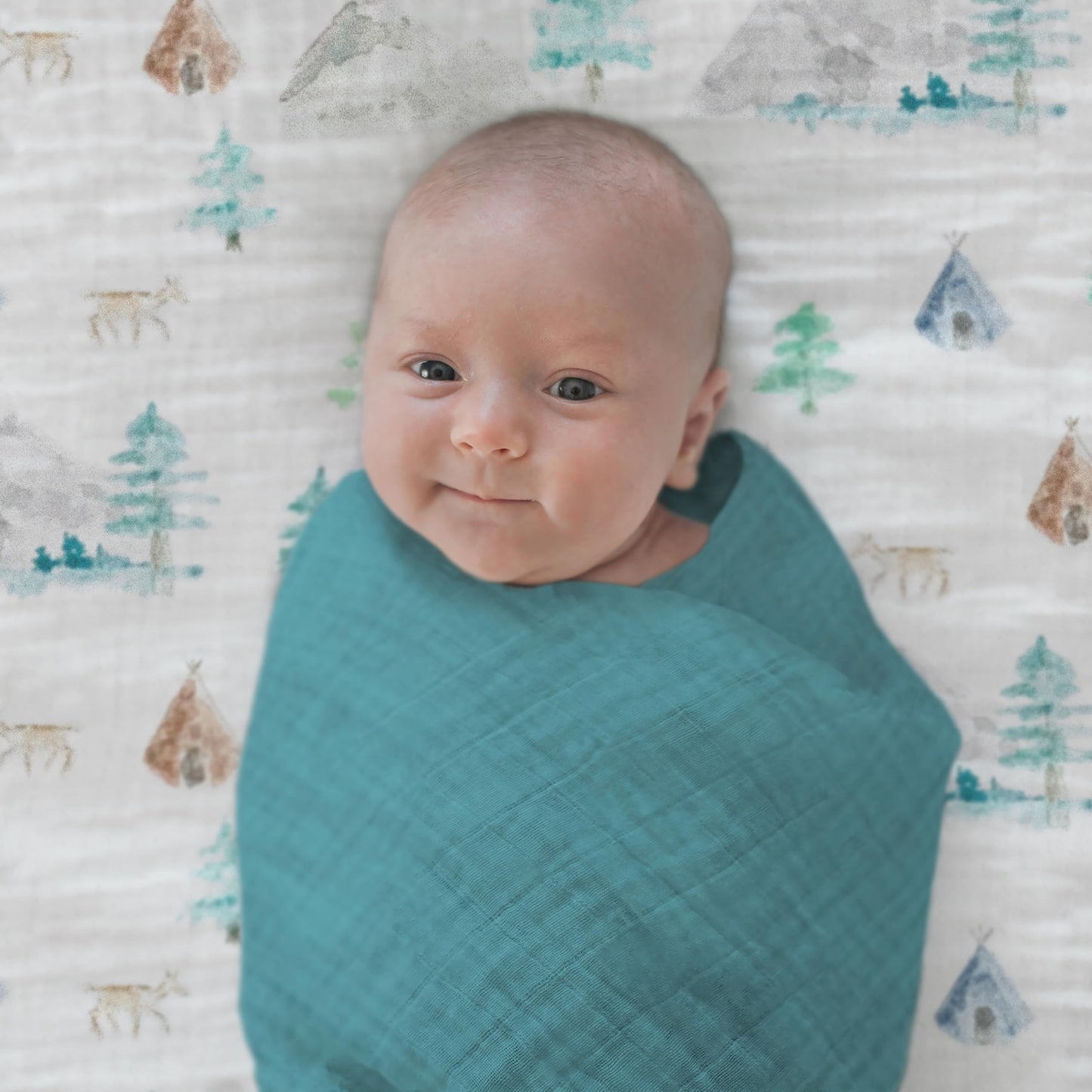 SwaddleDesigns Cotton Muslin Swaddle Blankets for Baby Boy & Baby Girl, Set of 4, Neutral Receiving Blankets for Newborn, Baby Registry & Gift, 46x46 inches, Cascadia