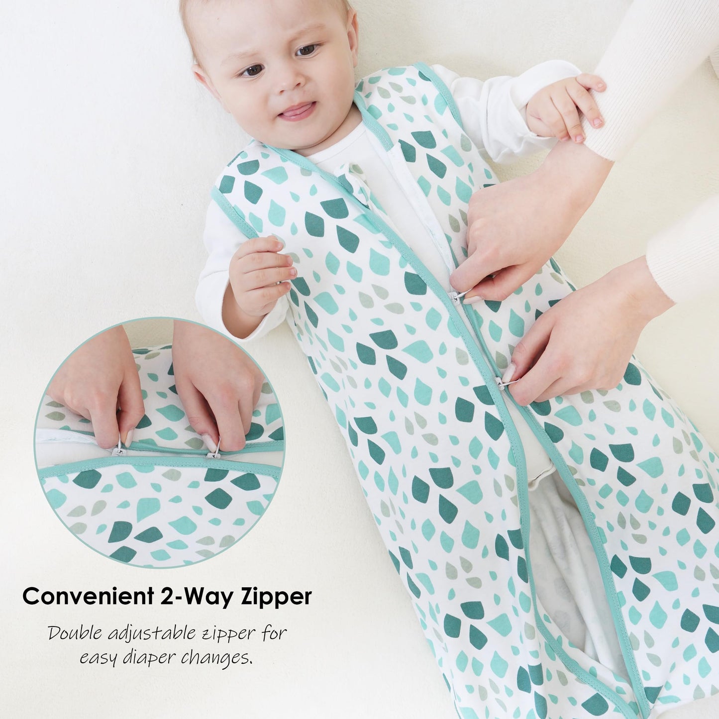 Cute Castle Baby Sleep Sack 0-6 Months - Lightweight 100% Cotton 2-Way Zipper TOG 0.5 Infant Wearable Blanket, Newborn Essentials Toddler Sleep Clothes (3 Pack Green)