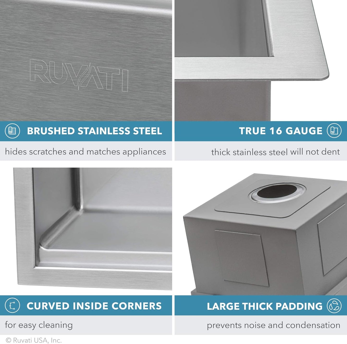 Ruvati 30-inch Apron-front Workstation Farmhouse Kitchen Sink -16 Gauge Stainless Steel Kitchen Sink Single Bowl with Brushed Finish hides scratches - Farmhouse Workstation Sinks - RVH9100