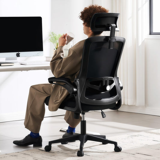 Fizzin Ergonomic Office Chair, 400 LBS Desk Chair with Adjustable Lumbar Support, High Back Breathable Mesh Computer Chair Rolling Work Swivel Task Chairs, Comfy Home Office Desk Chair (Black)