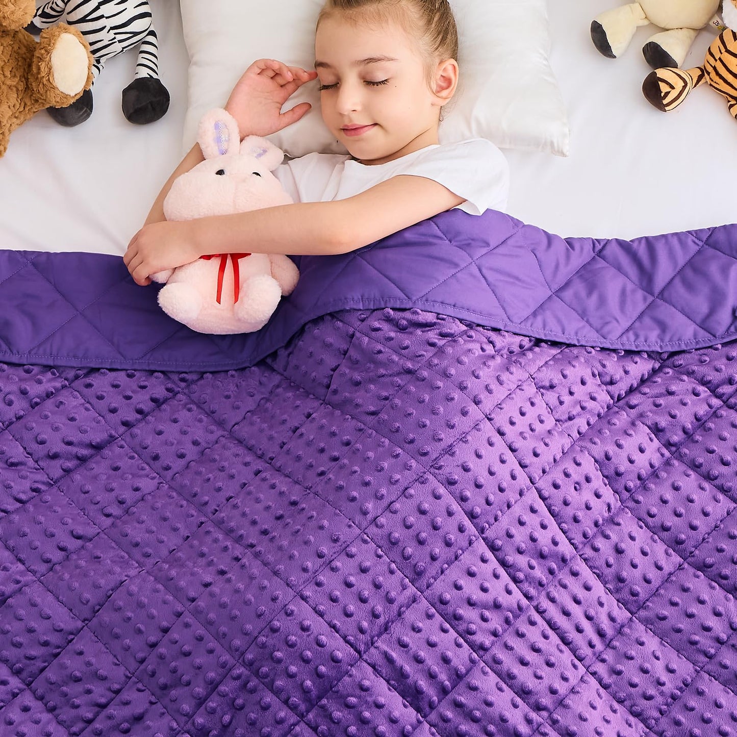 Weighted Blankets Kid 5 Pounds Girls Fleece Weighted Throw Blanket Washable Heavy Blanket Microfiber Children Winter Weighted Comforter Blanket for 5+Years, 36 * 48in, Purple