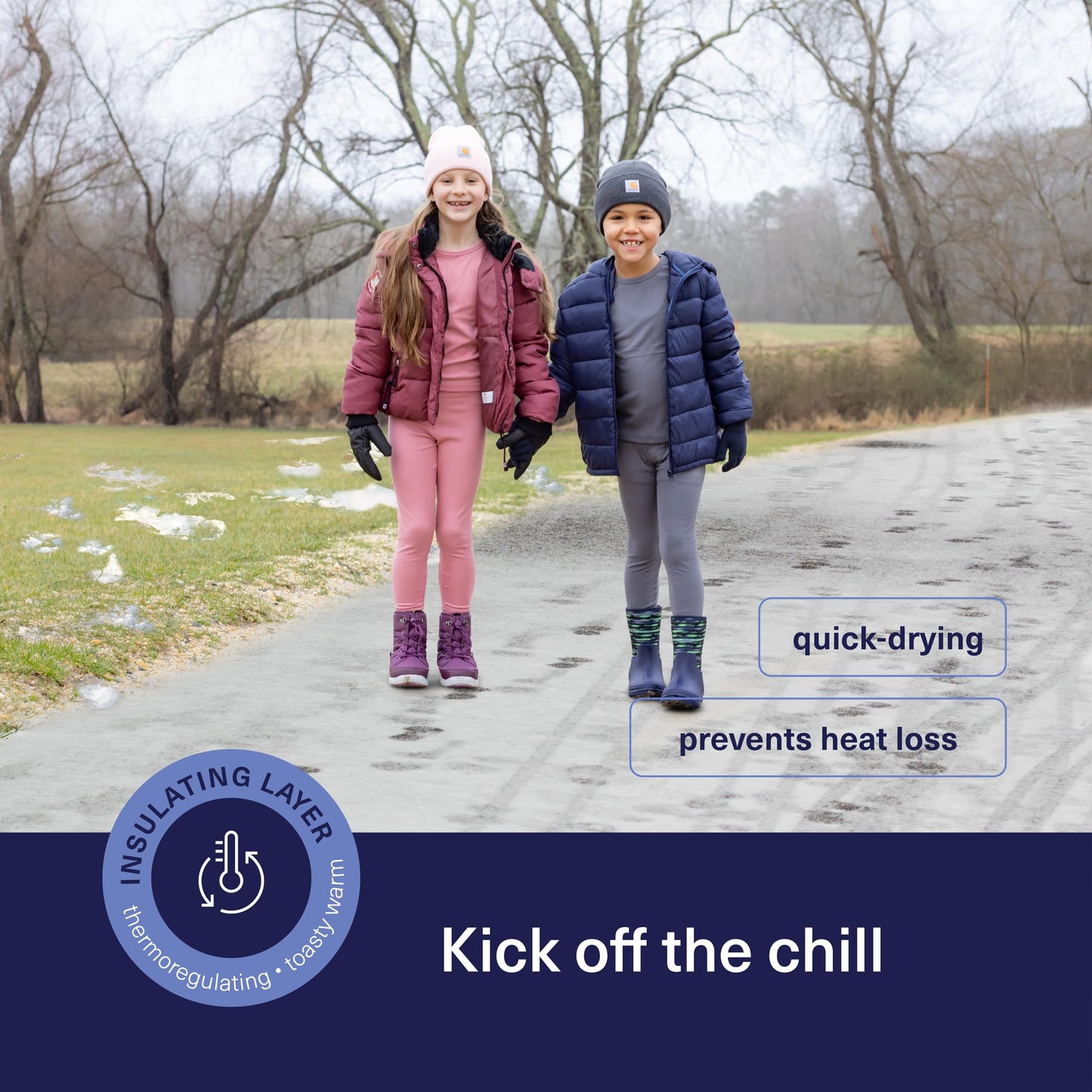 Thermal Underwear for Kids Thermals Top and Bottom Set Boys Thermal Set Kids Long Underwear Base Layer Pajamas (Navy - 6)