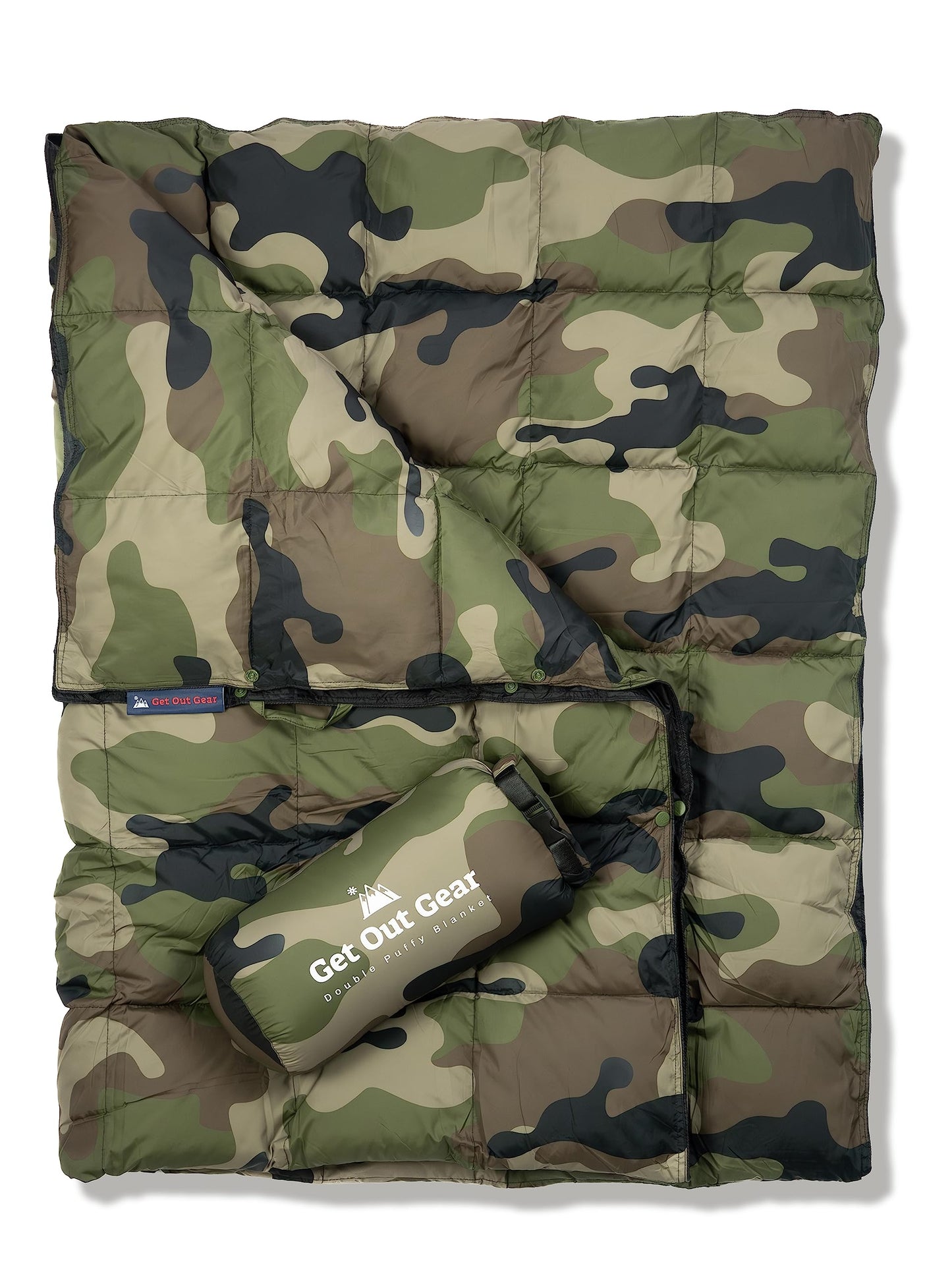 Get Out Gear Down Camping Blanket - Puffy, Packable, Lightweight and Warm | Ideal for Outdoors, Travel, Stadium, Festivals, Beach, Hammock | 650 Fill Power Water-Resistant Backpacking Quilt