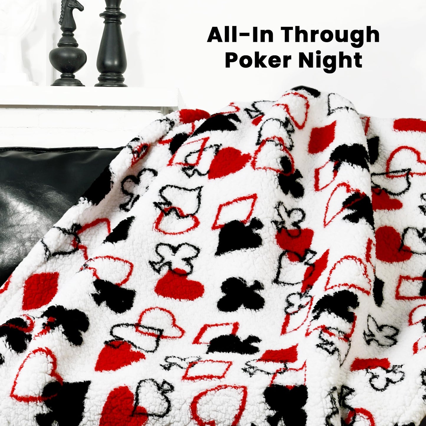 blunique Throw Blanket, Soft Double Sided Cozy Sherpa, Comfort and Warm Thick Fluffy Blanket Gifts for Women, Poker Print Blanket, 50x60 Inches, Red Q