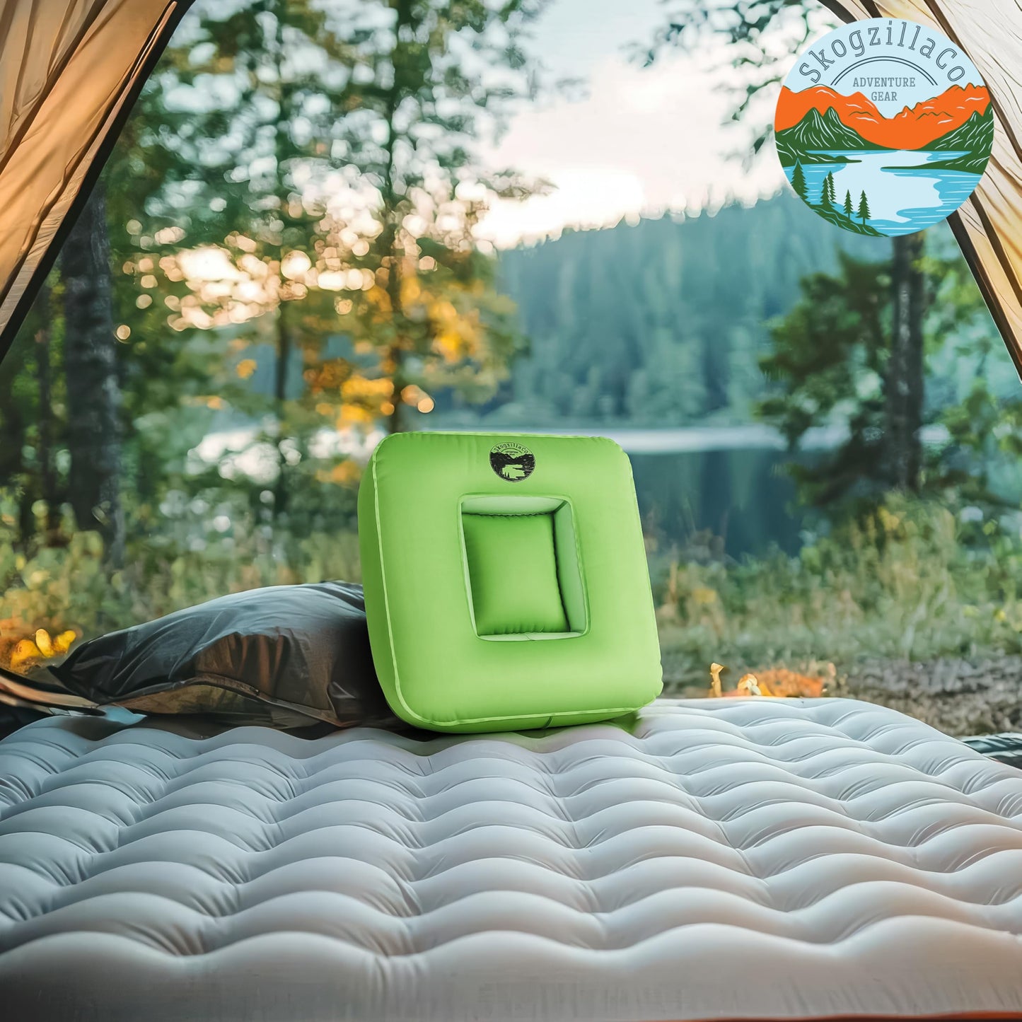 TrailNeck 1.0 Inflatable pillow, compact, portable, packable camp pillow, camping essentials, backpacking gear, hiking, deployments, car or plane travel pillow, beach, firm side sleeper pillows