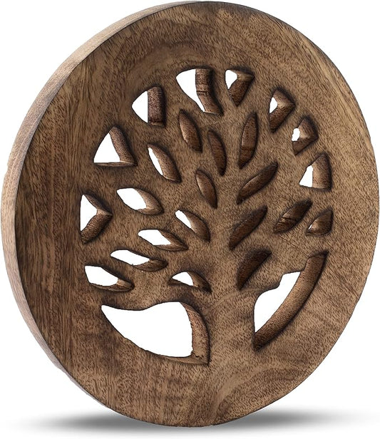 Handmade Wooden Trivet For Hot Dishes Plates & Pots Holder Hot Pad For Kitchen & Dining Table Decor Cookware Heat Resistant Rustic Decorative Carvings Tabletop Home & Dining Table Essentials (Antique)